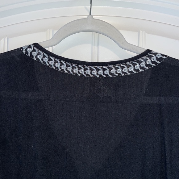 Beautiful boho Rachel Zoe black tired midi dress with metallic embroidery Small - Picture 15 of 16